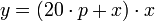 y=(20 \cdot p + x) \cdot x